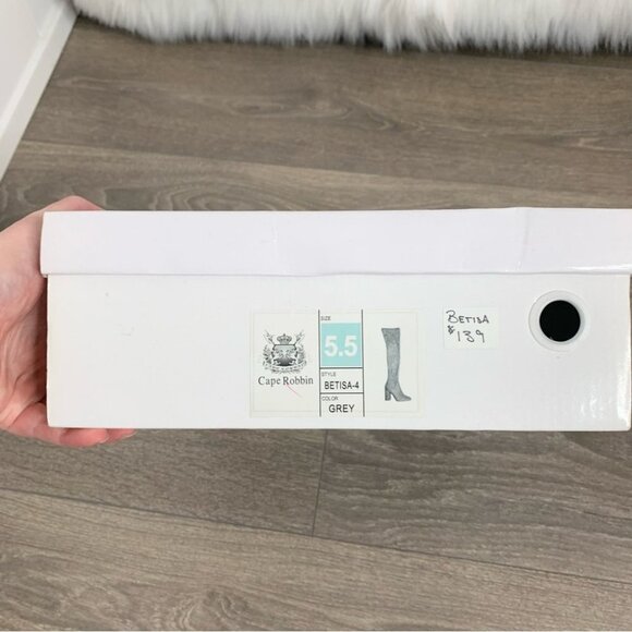 Cape Robbin Women's Suede Thigh High Boots Over the Knee Faux Block Heel Grey - Picture 5 of 12